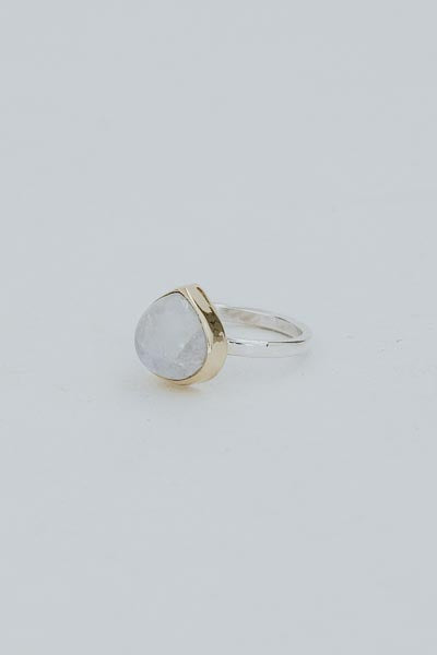 Dew Drop Ring - Moonstone Mixed Metals