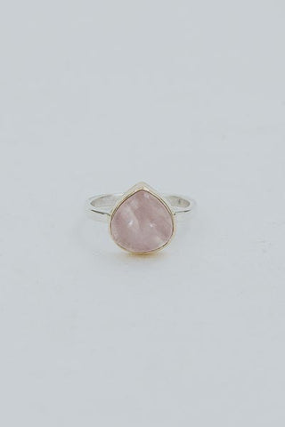 Dew Drop Ring - Rose Quartz Mixed Metals