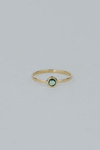 Petite Bezel Set Colombian Emerald Ring - 14K