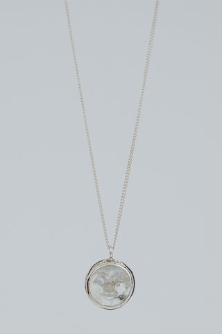 Carved Moon Face Necklace - Moonstone