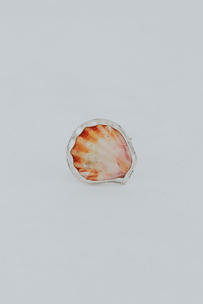 Bezel Set Sunrise Shell Ring