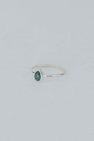 Bezel Set Teardrop Emerald Ring