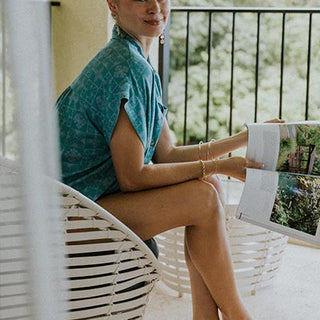 Quilted Ulu Boxy Button-up - Surf