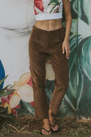 Retro Pocket Pants - Brown Corduroy