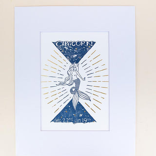 Wings Hawaii zodiac letterpress prints - Capricorn matted