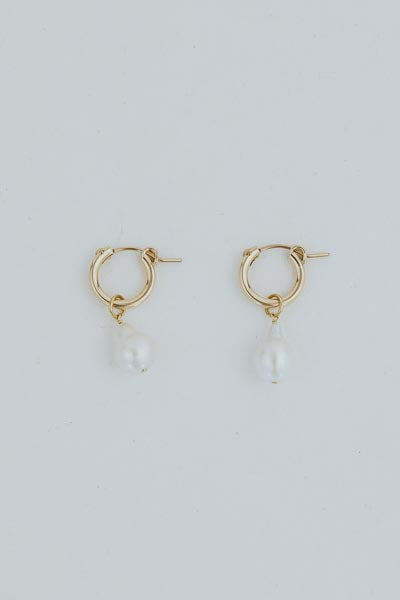 Charm Hoops - Teardrop White Pearl