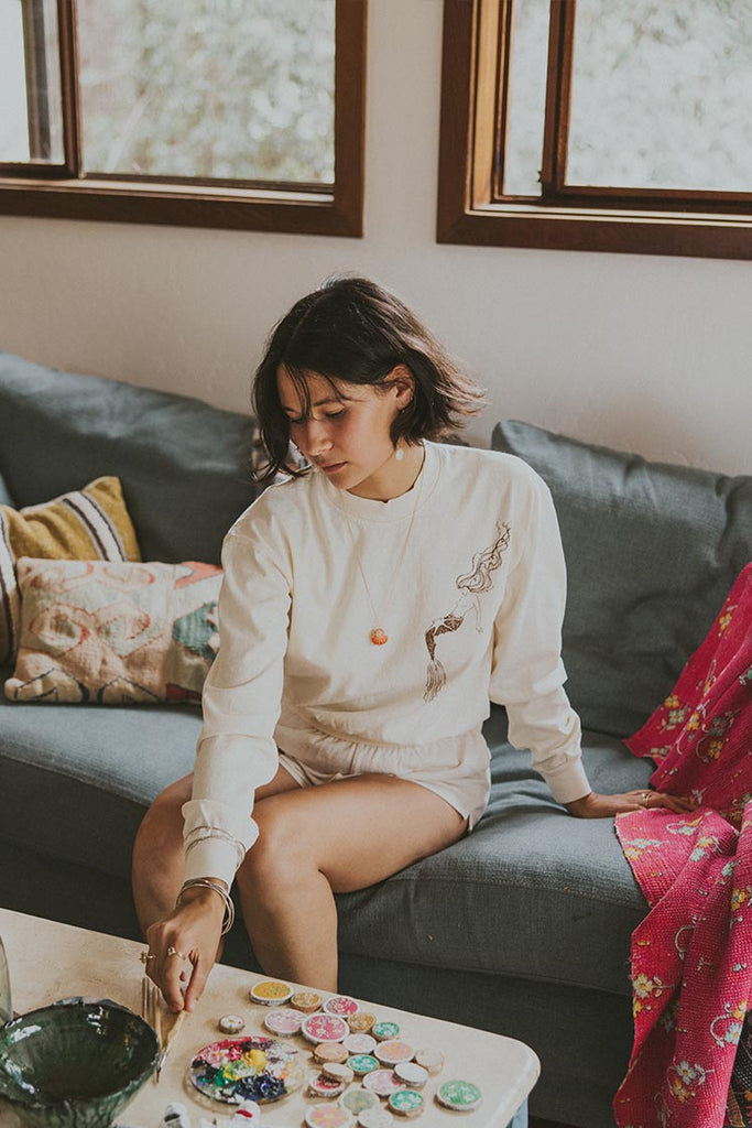 Cropped Longsleeve Tee - Creme