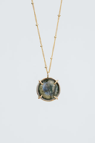 Gold Gemstone Necklace Labradorite