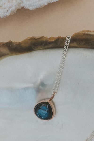 Dew Drop Necklace - Labradorite Mixed Metals