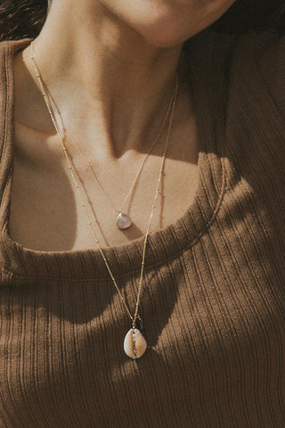 Rose Quartz Gold Dewdrop Necklace Hawaii
