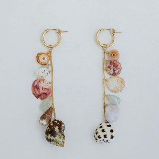 Charm Hoop Shell Pile Earrings | Drupe , Turban + Aquamarine