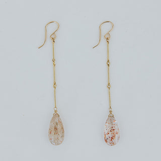 Drop Bar Link Chain Earrings - Sunstone