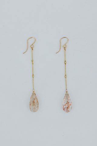 Drop Bar Link Chain Earrings - Sunstone