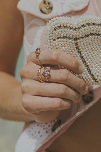 Dual Gemstone Ring - Pink Zircon + Sunstone