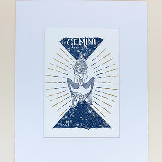 Wings Hawaii zodiac letterpress prints - Gemini matted
