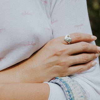 Wings Hawaii Diamond Heart Ring - Sterling silver and 14k gold with diamond