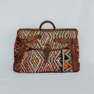 Kilim Leather Carpet Travel Bag - F