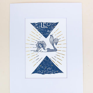 Wings Hawaii zodiac letterpress prints - Leo matted