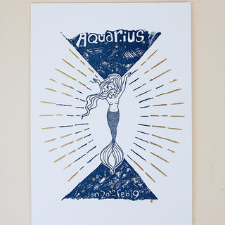Wings Hawaii zodiac letterpress prints - aquarius
