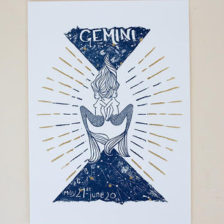 Wings Hawaii zodiac letterpress prints - Gemini