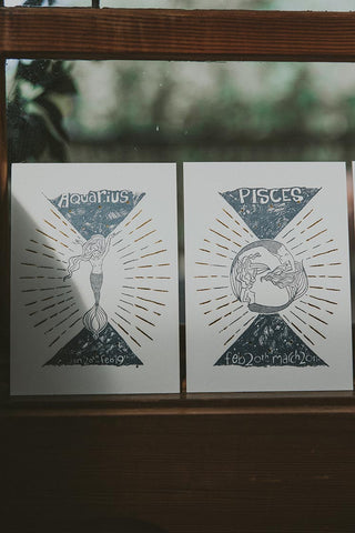 Wings Hawaii zodiac letterpress prints