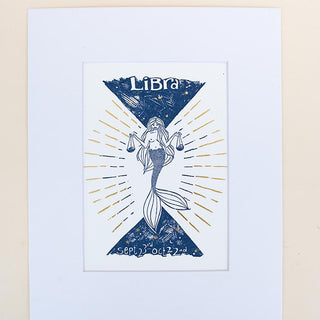 Wings Hawaii zodiac letterpress prints - Libra matted