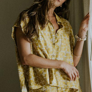 Quilted Ulu Boxy Button-up - Marigold