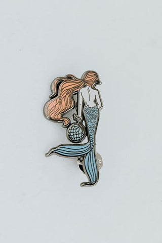 wings hawaii glass float mermaid enamel pin