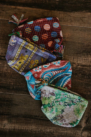 Wings Hawaii kantha zipper pouches