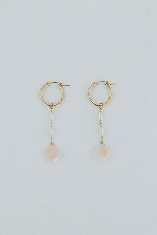 Good Karma Hoops - Pink Opal + Freshwater Pearls