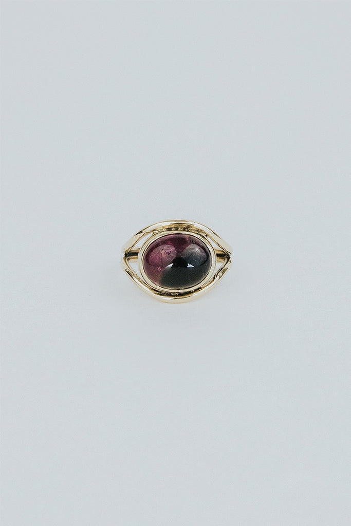 Evil Eye Ring - Tourmaline 14k