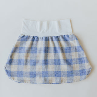 Plaid Flannel Mini Skirt - Cream & Blue