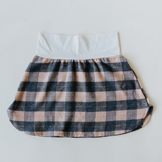 Plaid Flannel Mini Skirt - Peach & Grey