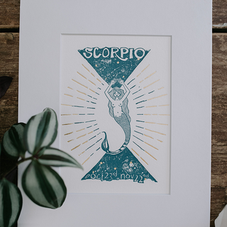 Wings Hawaii zodiac letterpress prints - scorpio matted