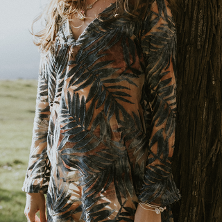 Bell Sleeve Mini Dress - Sheer Palms