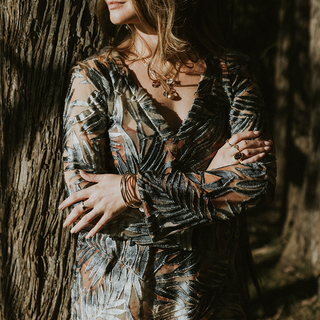 Bell Sleeve Mini Dress - Sheer Palms