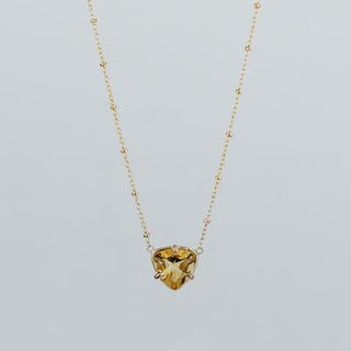 Prong Set Citrine Trillion Necklace