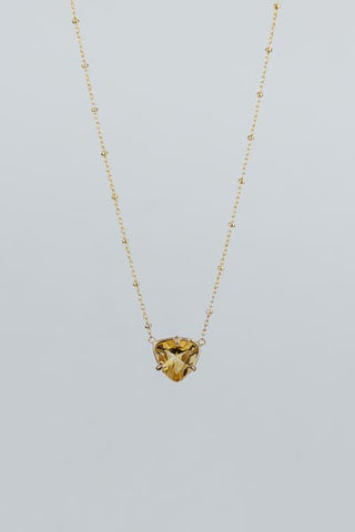 Prong Set Citrine Trillion Necklace