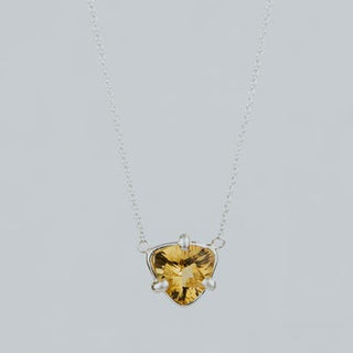Prong Set Citrine Trillion Necklace