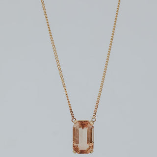 emerald cut pink sunstone 14k rose gold