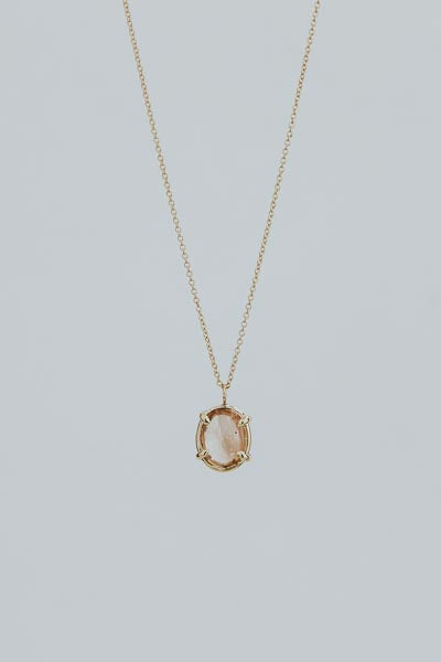 Crystal Ball Sunstone Necklace - 14k