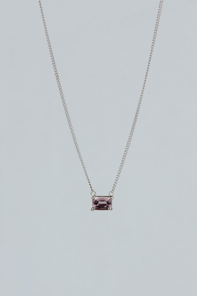 Prong Set Necklace - Purple Spinel 14K WG