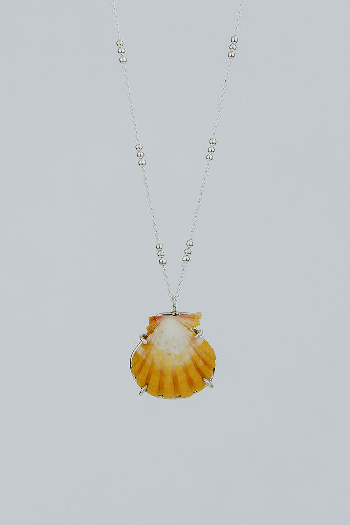 Prong Set Sunrise Shell Necklace - Sterling Silver