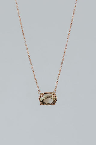 Prong Set Gemstone Necklace - Sunstone 14k RG