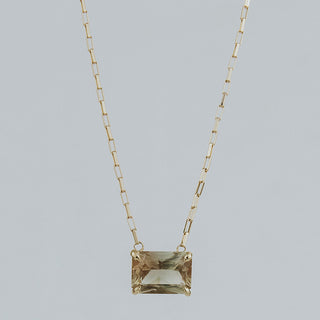 Prong Set Sunstone Necklace - 14K
