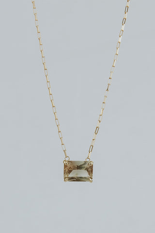 Prong Set Sunstone Necklace - 14K