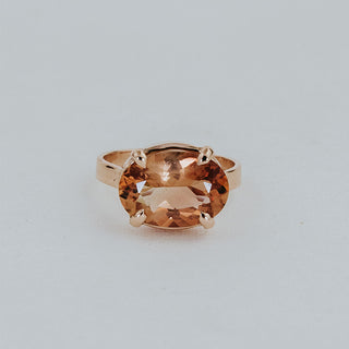 Wide Prong Set Gemstone Ring - Sunstone | 14K Rose Gold