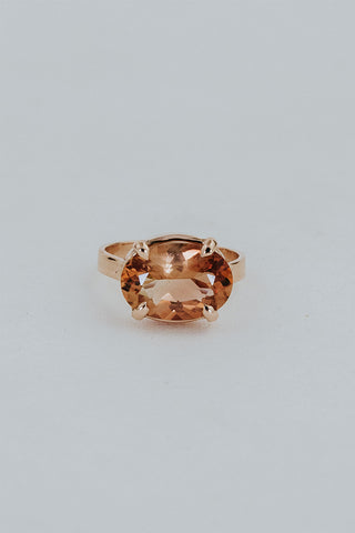 Wide Prong Set Gemstone Ring - Sunstone | 14K Rose Gold