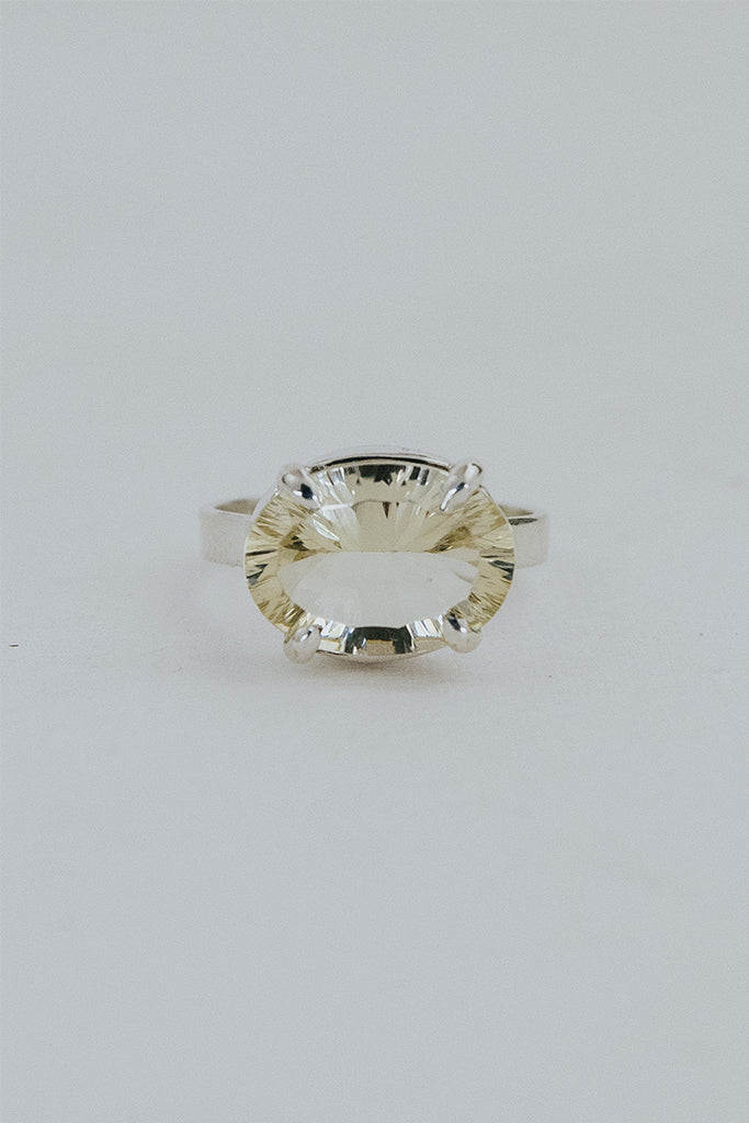 Wide Prong Set Gemstone Ring - Sunstone | Sterling Silver
