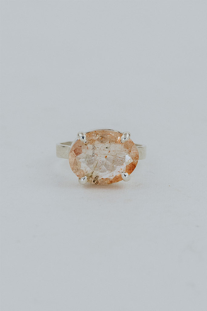 Wide Prong Set Gemstone Ring - Sunstone | Sterling Silver